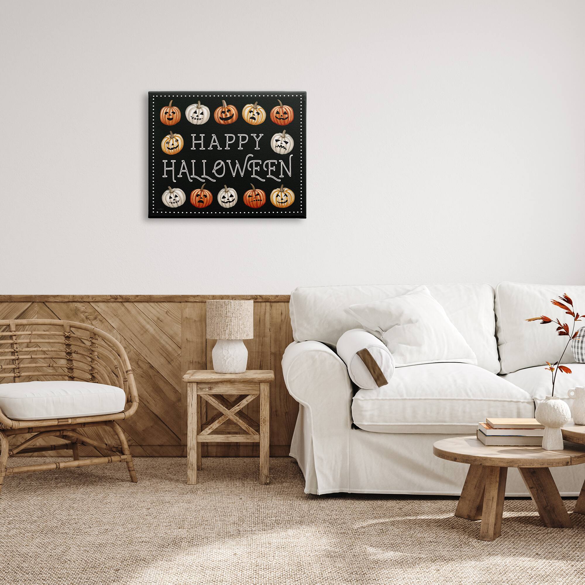 Stupell Industries Happy Halloween Jack-o-Lanterns Canvas Wall Art